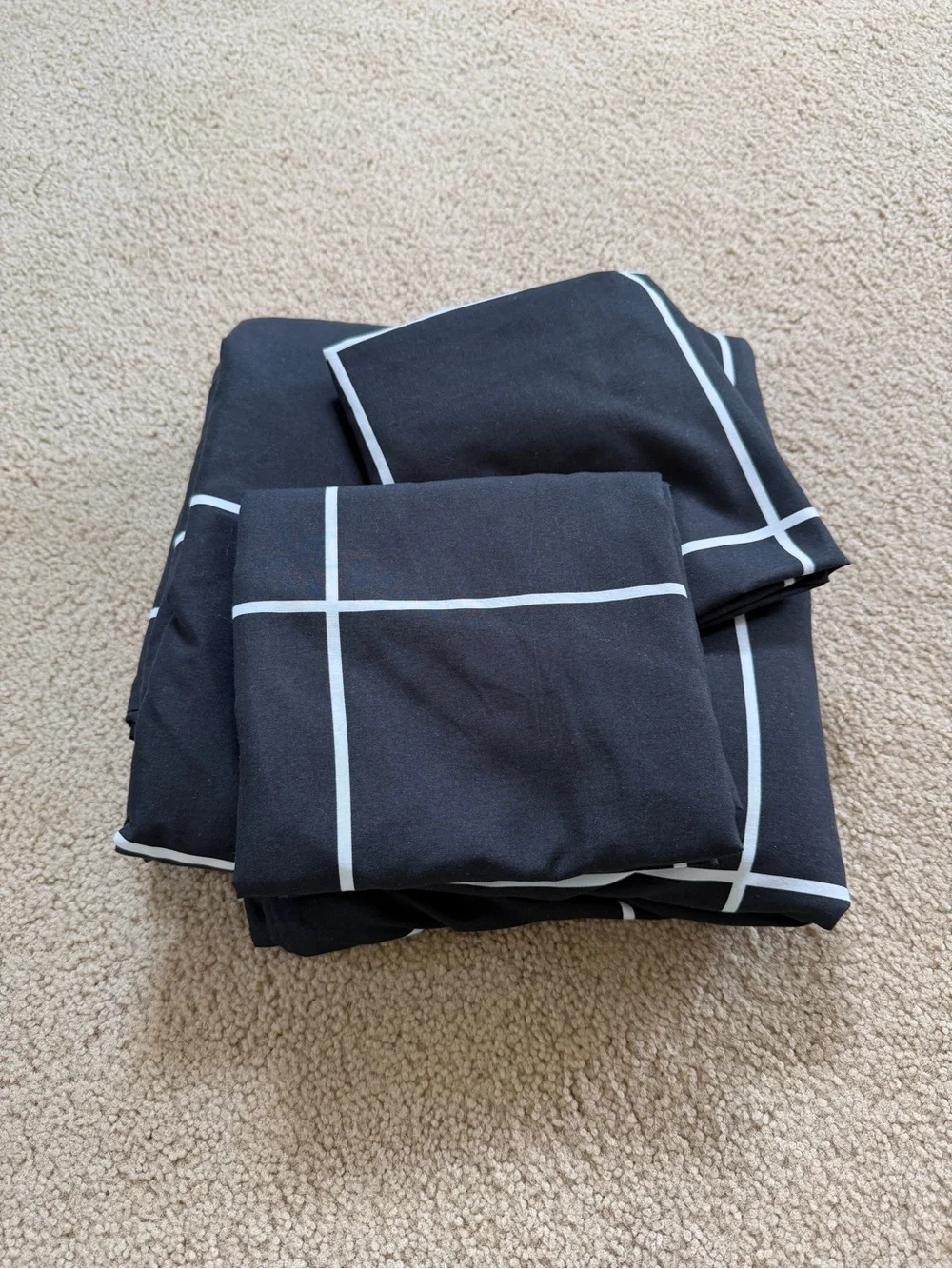 Modern Black Grid Duvet Cover Set - Classic Check Bedding